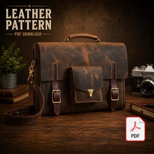 Leather Laptop Bag Pattern - PDF - Leather Pattern - Leather DIY - Leather Template - Leather PDF - Bag Pattern - Messenger Bag- Laptop Bag