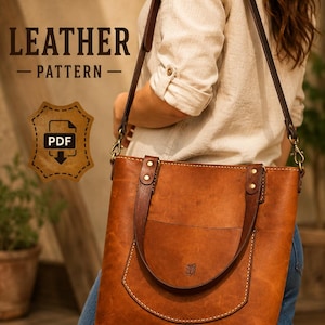 Modèle de cabas avec fermeture éclair en cuir - téléchargement pdf - modèle en cuir - modèle en cuir - sac à main - fourre-tout - sac à bandoulière - modèle de sac en cuir