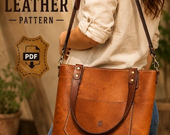 Leather Zipper Tote Pattern: Leather bag template (PDF) with tutorial
