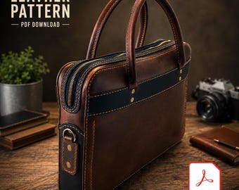 Leather Laptop Bag Pattern - PDF - Leather Pattern - Leather DIY - Leather Template - Leather PDF - Bag Pattern - Purse - Messenger Bag