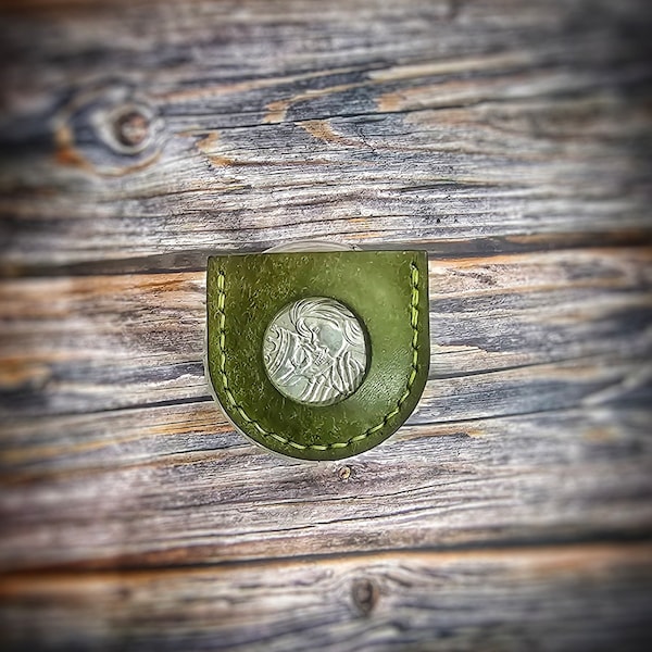 The viewport v1 - Handmade Leather coin pouch challenge coin hitex sheath coin slip, handmade coin pouch