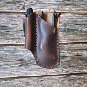 Handmade Leather Knife pocket organizer, leather pocket caddy, knife slip, grooms gift, Knife Sheath, Flashlight, knipex sheath