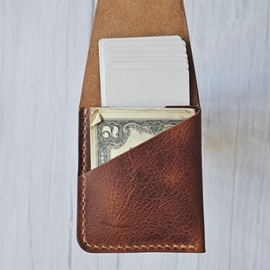 Cartera de cuero hecha a mano, Cartera de cuero minimalista, Cartera delgada, Cartera EDC, Cartera de tarjeta minimalista, Cartera de cuero de grano superior, Regalo para hombres