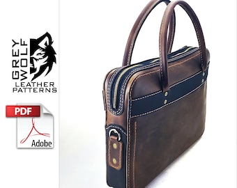 Leather Laptop Bag Pattern - PDF - Leather Pattern - Leather DIY - Leather Template - Leather PDF - Bag Pattern - Purse - Messenger Bag