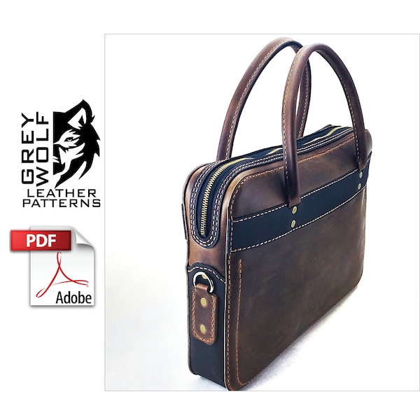 Leather Laptop Bag Pattern - PDF - Leather Pattern - Leather DIY - Leather Template - Leather PDF - Bag Pattern - Purse - Messenger Bag