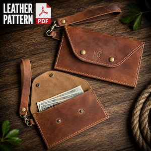 Leather Envelope Clutch Purse Pattern - Pdf Download - Leather Pattern - DIY - Leather Template - Purse - clutch - leather tutorial