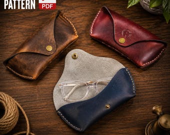 Leather Glasses Case Pattern - Glasses case - Pdf Download - Leather Pattern - Leather DIY - Leather Template - Leather PDF - Sunglasses
