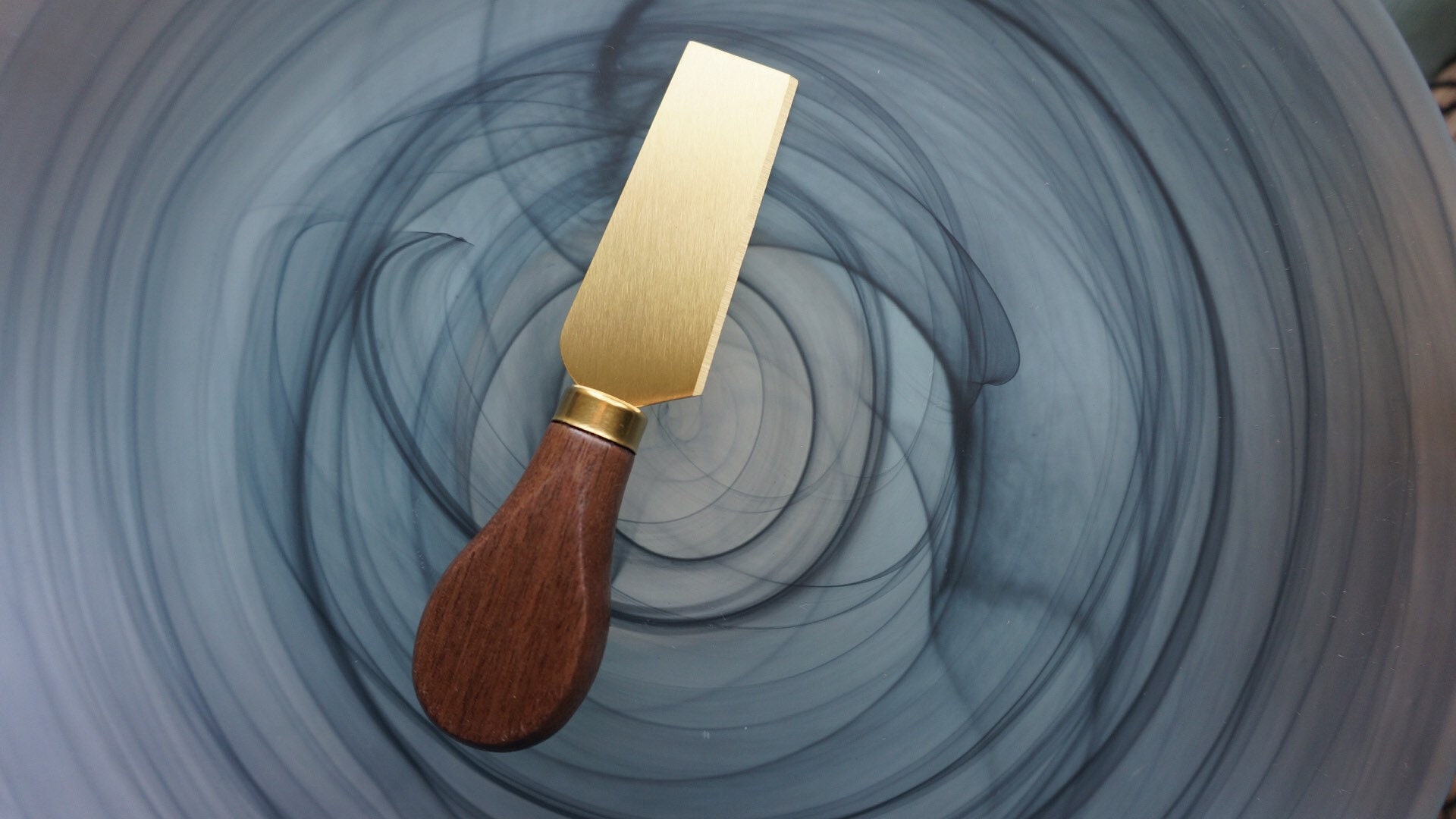 Set of 4 Goldplated Cheese Knives With Walnut Handle and Etsy