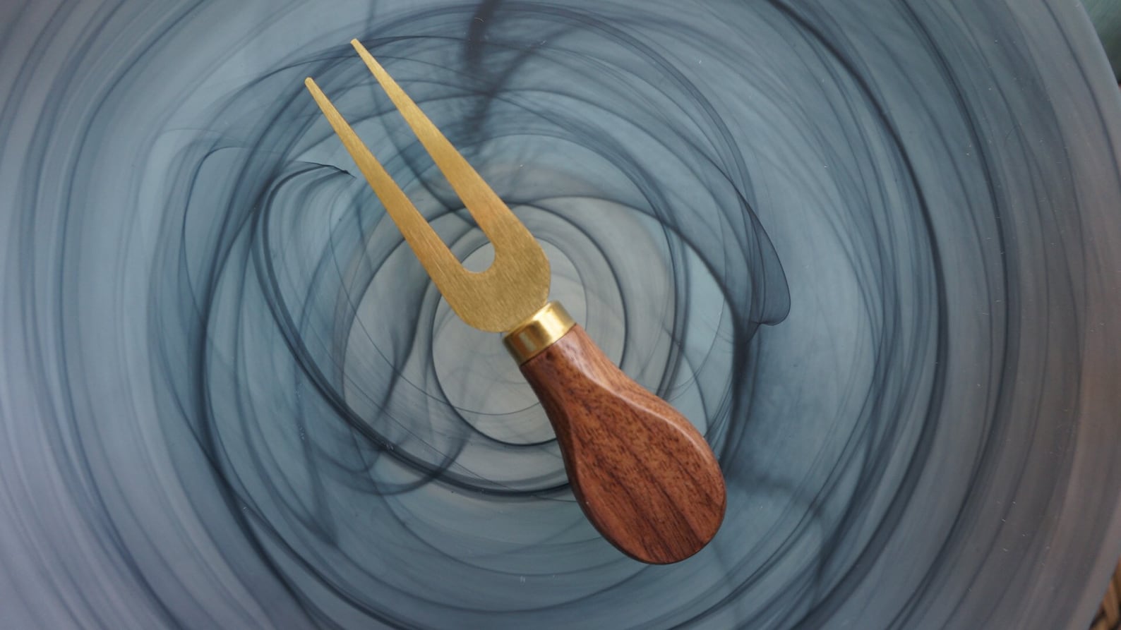 Set of 4 Goldplated Cheese Knives With Walnut Handle and Etsy