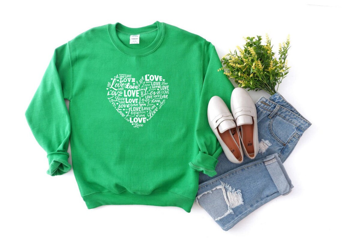Love Heart sweatshirt Love Womens hoodie Womens Valentines Etsy