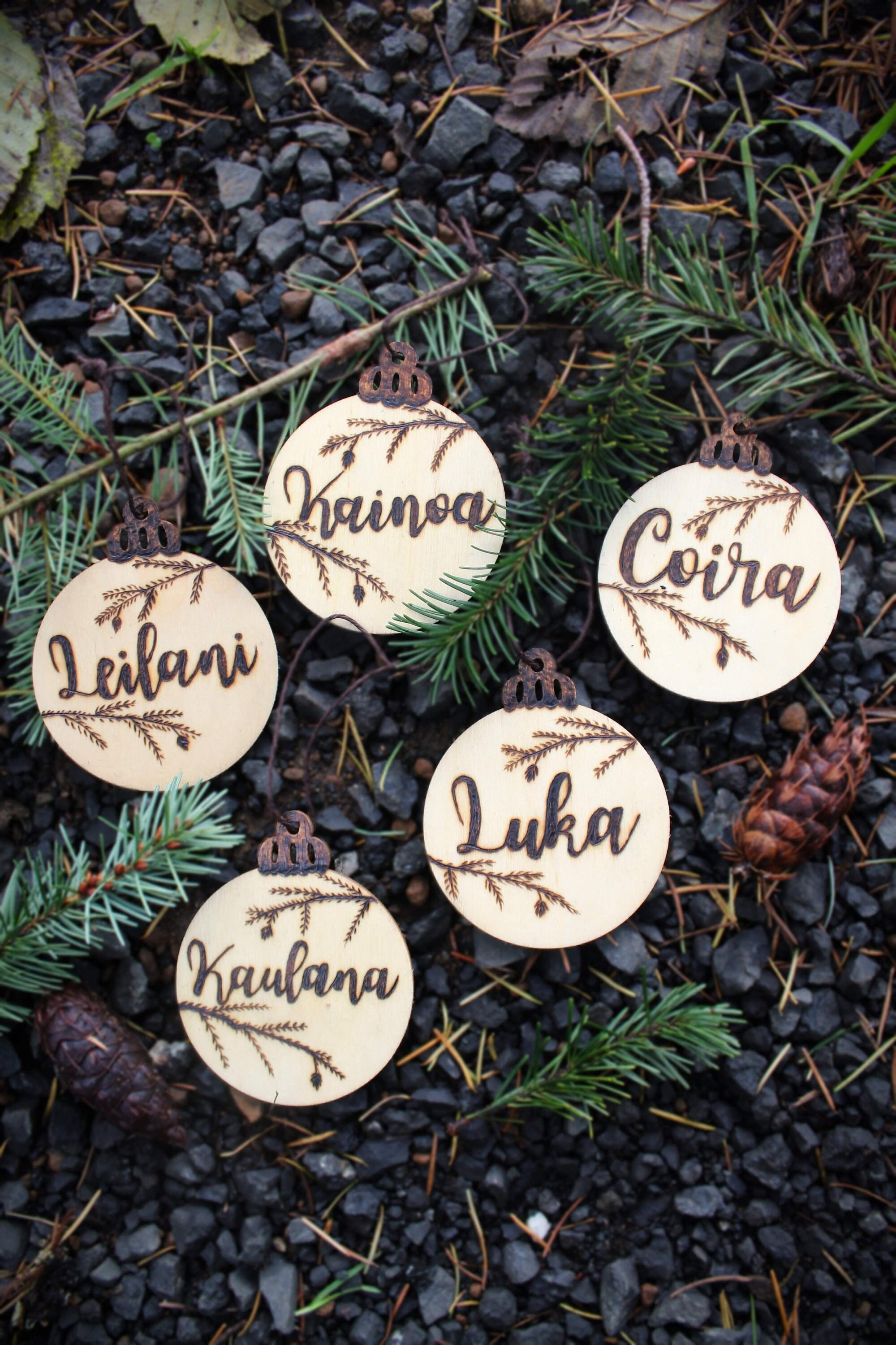 Our First Christmas Photo Ornament With Custom Wood Tag