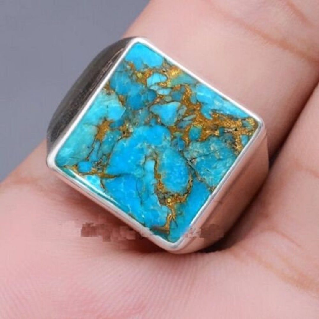 925 Sterling Silver Turquoise Ring, Mens Ring, Turquoise Men's Ring ...