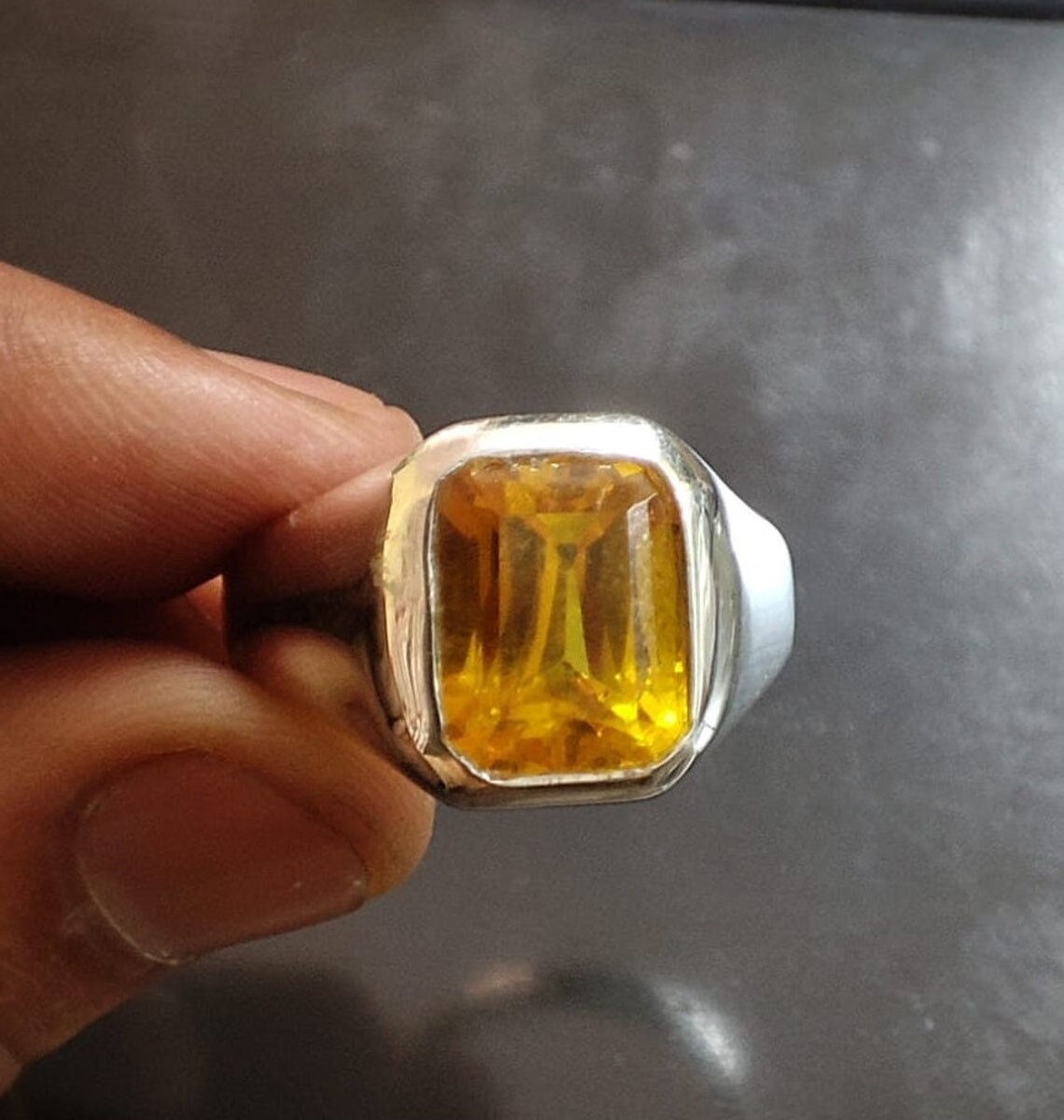 Jaipur Gemstone Yellow Sapphire/ pukhraj silver RIng With Certified Stone  pukhraj ring Stone Sapphire Silver Plated Ring Price in India - Buy Jaipur Gemstone  Yellow Sapphire/ pukhraj silver RIng With Certified Stone