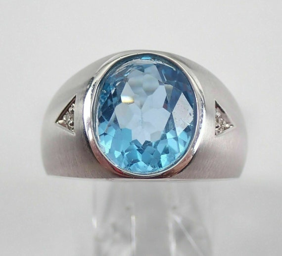 Mens genuine aquamarine ring clearance