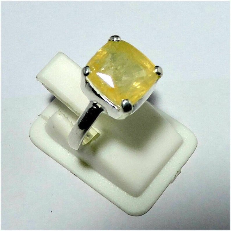 Genuine Natural Certified Yellow Sapphire Prong Setting 925 Sterling Silver Fine Ring Jewelry