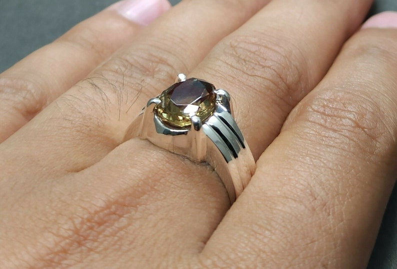 Alexandrite Ring Sterling Silver 925 Handmade Color Changing Gemstone Mens RingAntique Style Large Mens Ring For Engagement /& Weeding