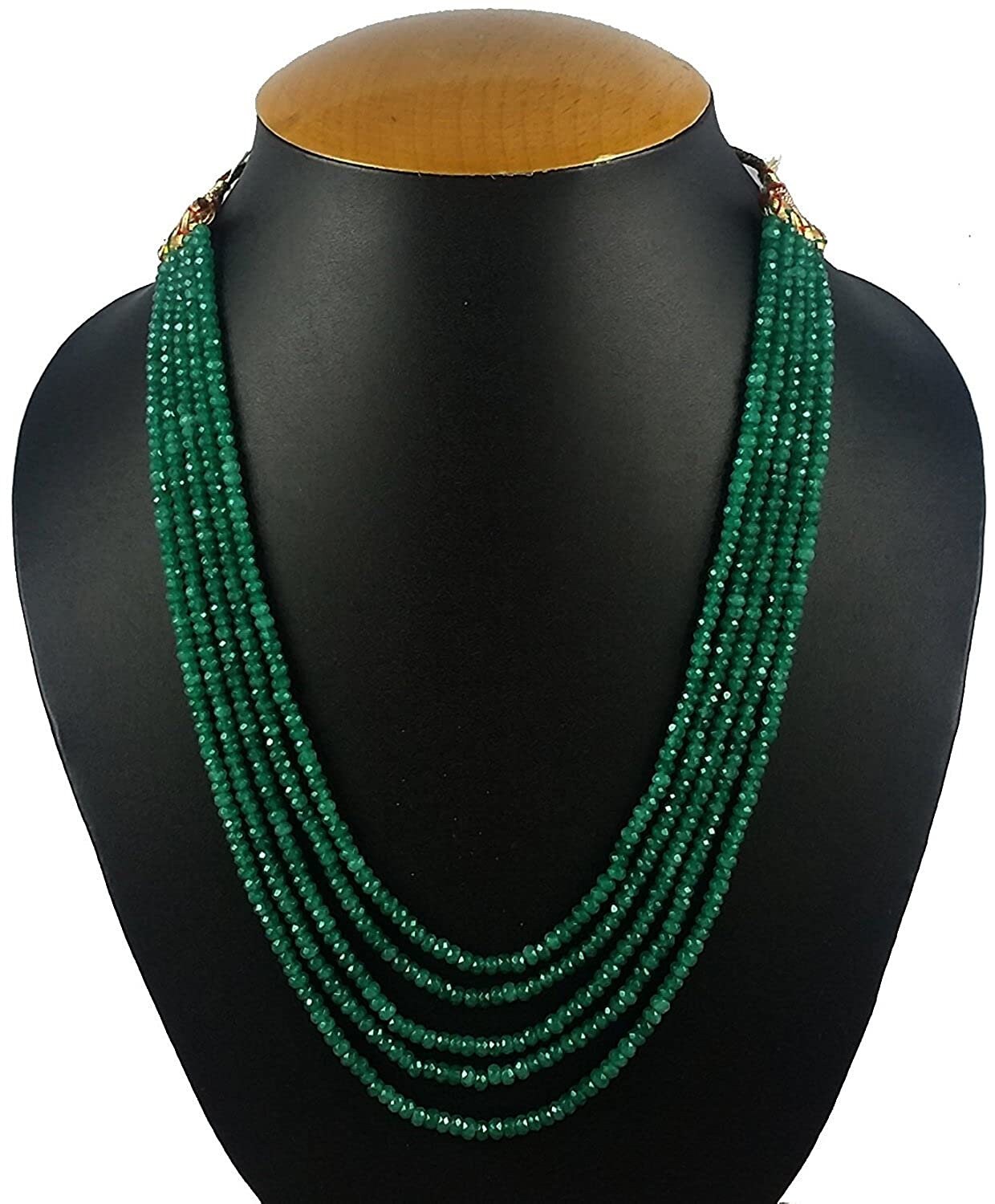 Green stone bead necklace deals
