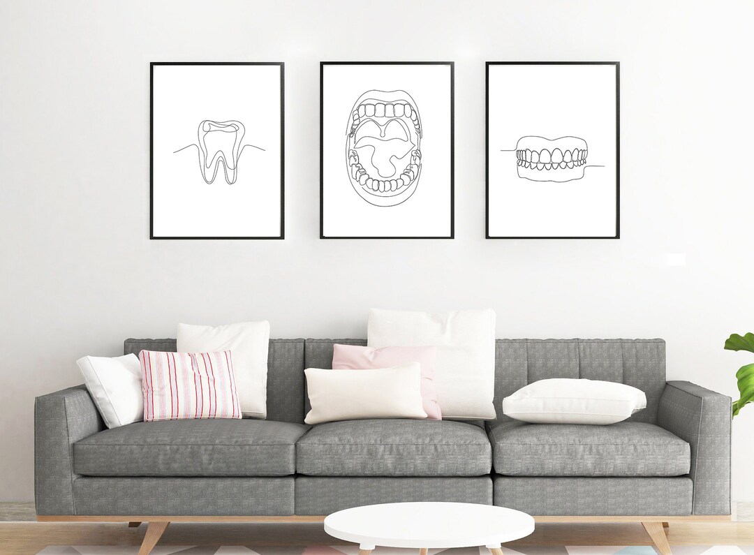 Set of 3 Dentist Wall Art, Dental Art Set, Dentist Anatomy, Dental