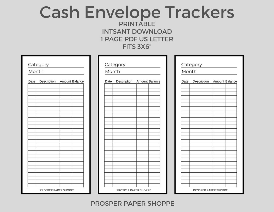 CASH ENVELOPE INSERT Printable Pdf Instant Download Us Letter Size 3x6