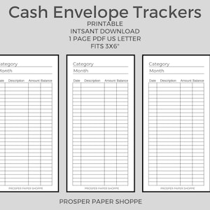 CASH ENVELOPE INSERT Printable Pdf Instant Download Us Letter size 3x6 3 inserts per page