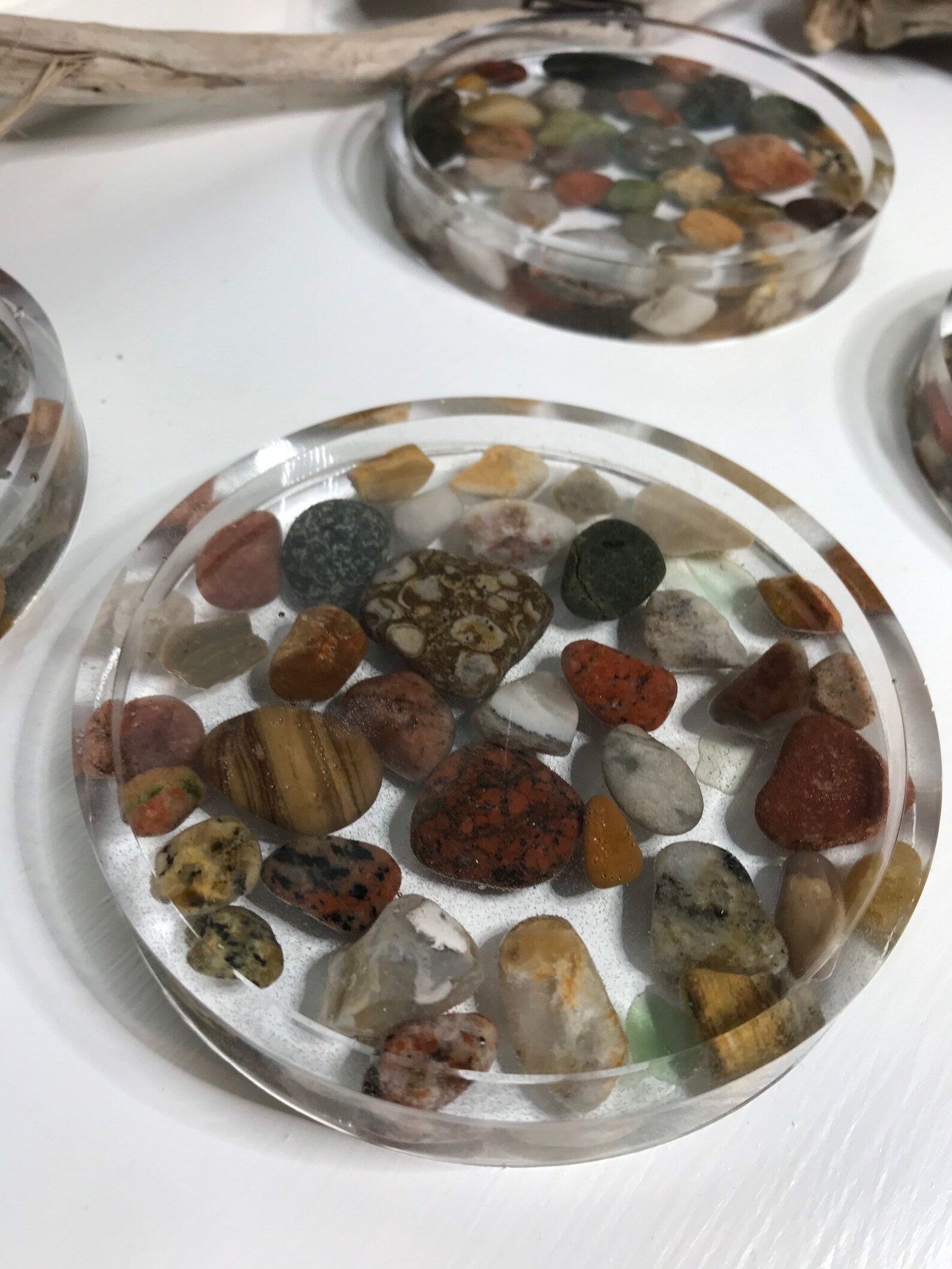 Rock Coasters Lake Michigan Stone Resin Coasters Great Lakes Etsy