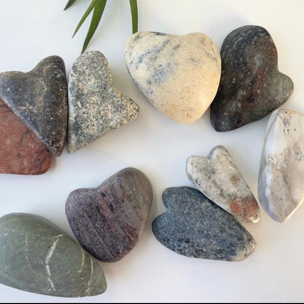 Rock hearts, Polished Lake Michigan Heart Stones, Colorful polished heart rocks, unique gift, rock lover gift, pocket rock