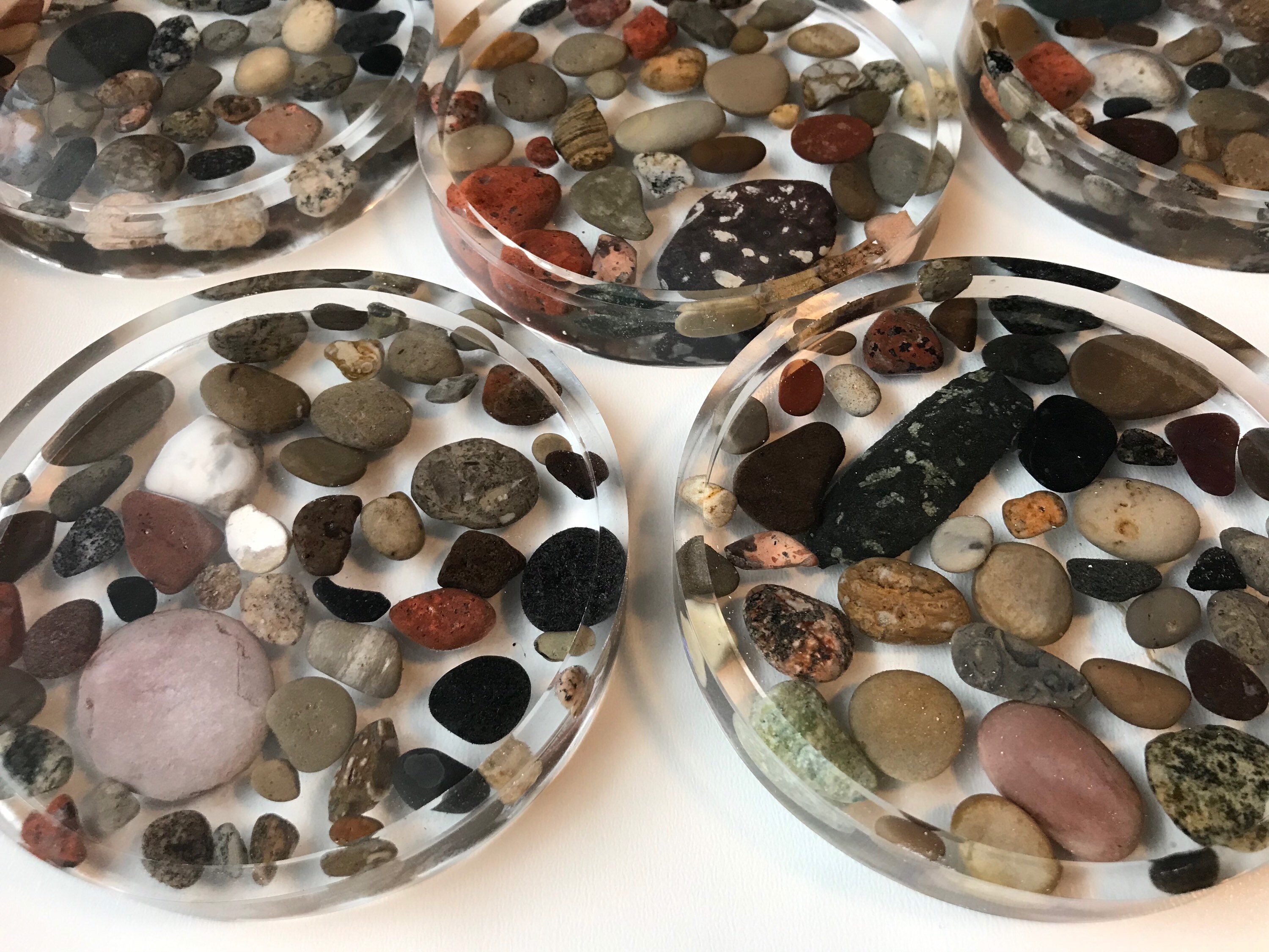 Rock Coasters Lake Michigan Stone Resin Coasters Great Lakes Etsy