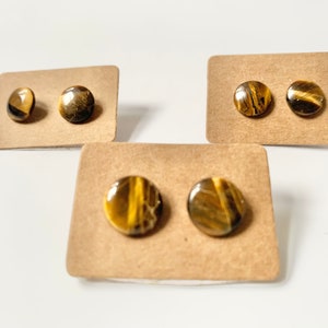 Crystal Stud Earring, carnelian earrings, tiger eye earring