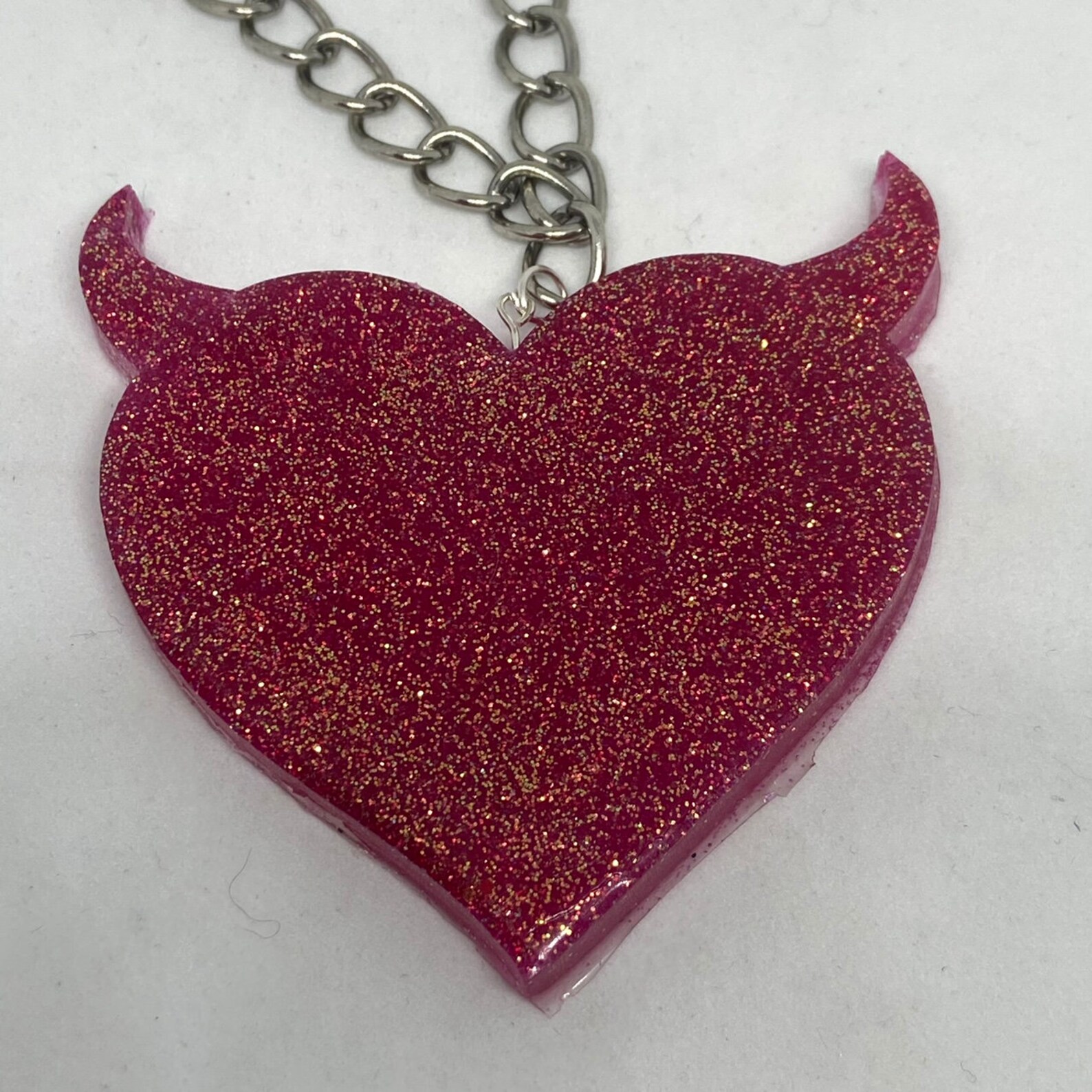 Pink Heart Devil Necklace Etsy