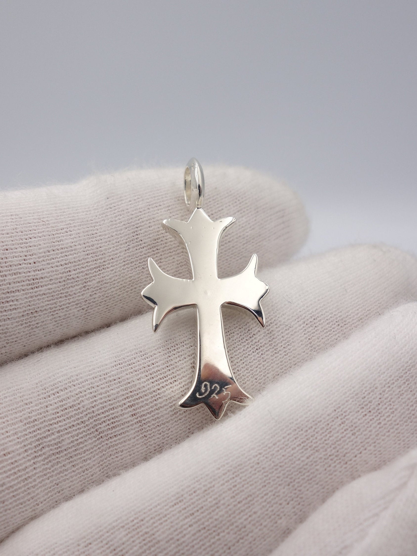 White Sapphire Cross Pendant Necklace in 925 Sterling Silver