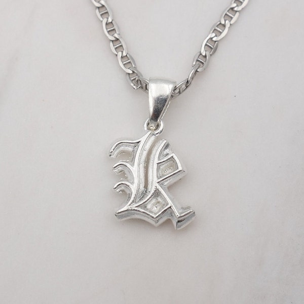 K Letter Charm Alphabet Pendant Necklace in 925 Sterling Silver | Chain Chrome Cross gifts for men women | icemore hearts Jewelry