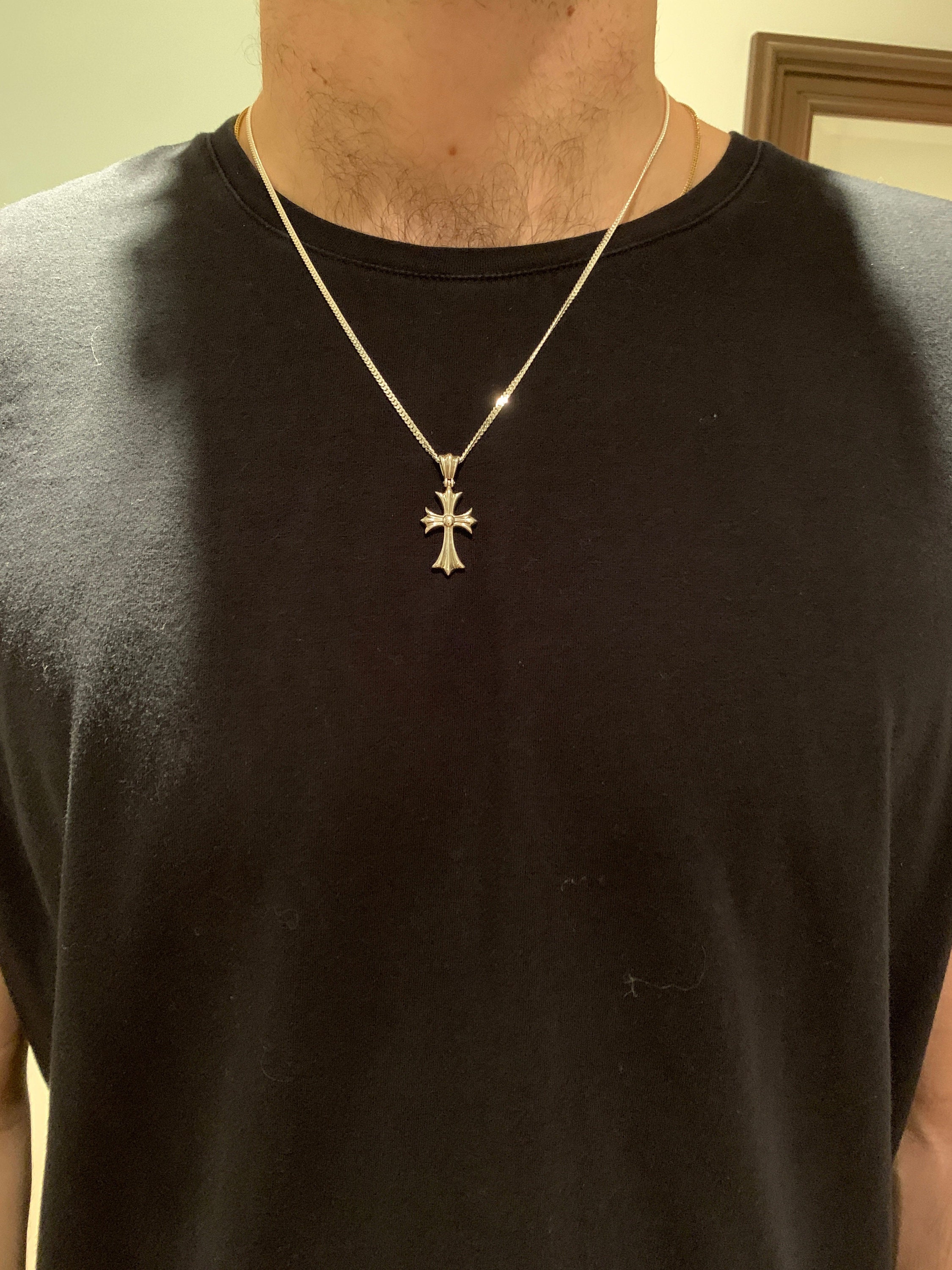 Chrome Hearts Inspired Cross Necklace Pendant Chain in Silver | Etsy