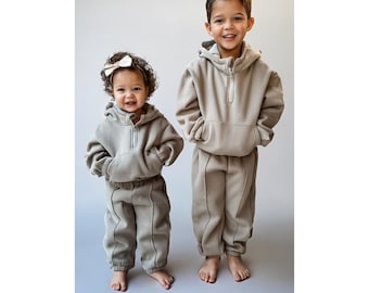 Set aus Sweatsuit, Kapuzenpullover und Jogginghose für Babys und Kleinkinder + passende Geschwister