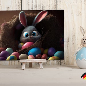 Entzückender Osterhase im Pixar-Stil: Einzigartiges Kinderbild und perfektes Ostergeschenk- Hochwertiger Druck/Materialien