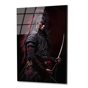 Samurai Warrior: Hochwertiger Kunstdruck in Rot und Schwarz - Japanischer Krieger - Hochwertiger Kunstdruck