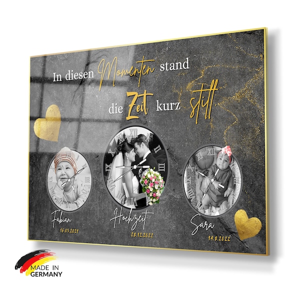 Familien Bild mit Spruch-Zeit Uhren Fotos/Personalisiertes Bild- Andenken - /In diesen Momenten stand die Zeit still - Geschenk Valentinstag