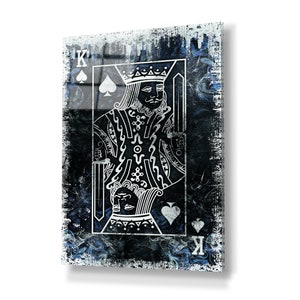 Playing card king silver poker mural - card decoration for the gaming room casino or living room - high-quality wall art / winter edition
