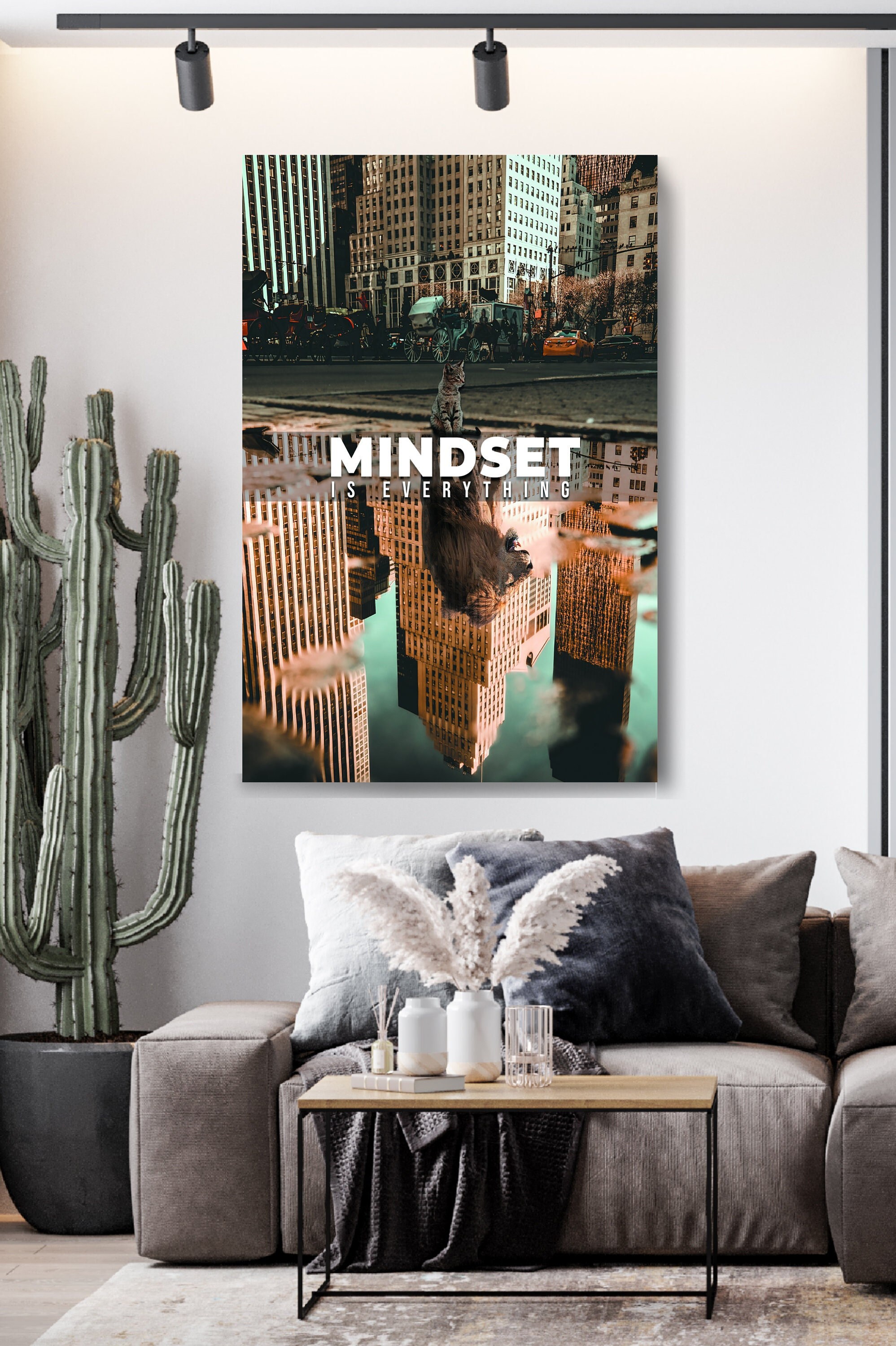 Affiche Murale "Mindset Is Everything" Sur Toile - 30x45 Cm, Style Vintage Sans Cadre, Décoration Salon Ou Chambre