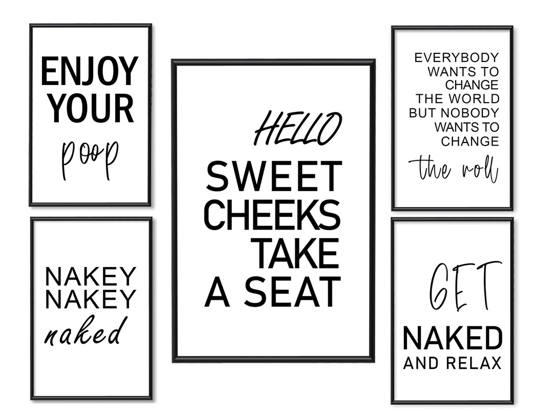 5 Toilet Sayings Digital Download Minimalist Funny Bathroom, Toilet