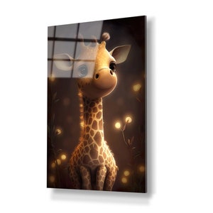 Cute giraffe baby picture in Pixar style-high-quality art print as a cute wall decoration and perfect gift for baptisms and children's rooms