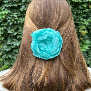 Turquoise peony hair clip. Floral hair clip, handmade flower. Hair accessory. Artificial flower hair clip. Gift for a girl