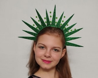 Green crown  halo headband emerald gothic lolita headwear crown Christmas holiday costume festival