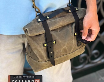 Roll Top Messenger Bag Sewing Pattern | Waxed Canvas Leather (PDF Download)
