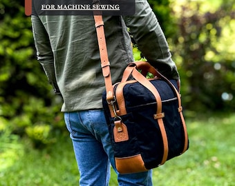 Waxed Canvas Laptop Briefcase Sewing Pattern: Leather Bag (PDF Download)