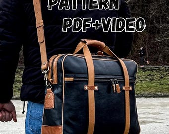 Patrón de maletín de cuero / Patrón de bolso de hombro de cuero / Patrón de bolso para computadora portátil / Patrones