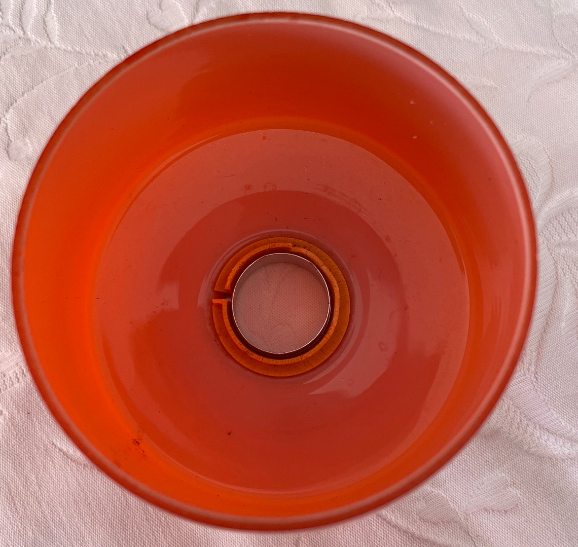 Vintage original retro glass lampshade bright orange Etsy