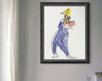 Trompetista de Jazz, Trompetista de Jazz Impresionista, Arte de Trompeta Abstracto, Arte de Pared de Jazz Retro