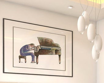 Music Wall Art, Humorous Piano Wall Art, Abstract Piano Art Print