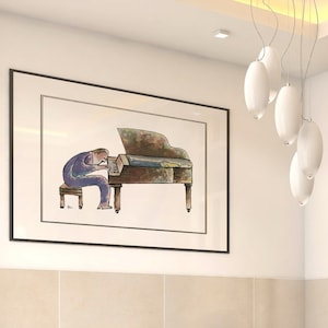 Music Wall Art, Humorous Piano Wall Art, Abstract Piano Art Print