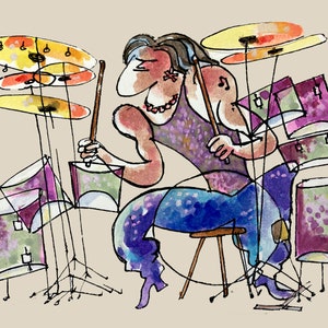 Rock Drummer Wandkunst, Abstrakter Schlagzeuger, Power Drummer, Impressionist Rock Drummer